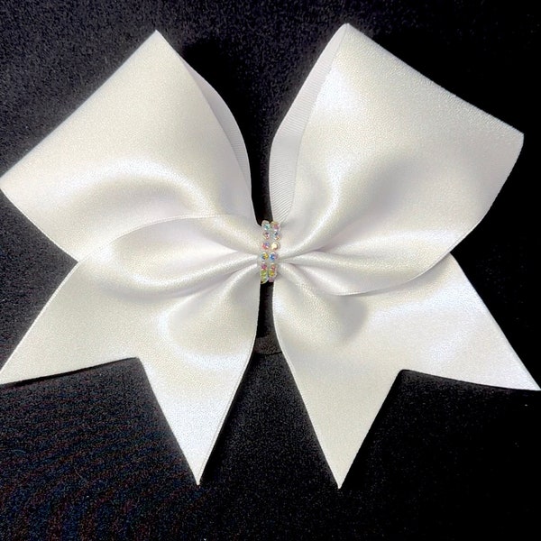 Cheer bow - Big White Fabric cheer bow