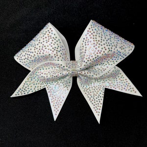 Rhinestone Cheer Bow Big white fabric rhinestone bow