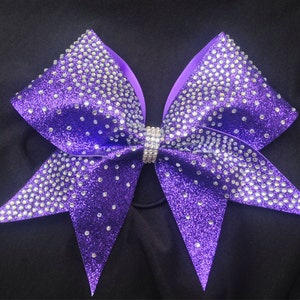 Rhinestone Vertical Waterfall- Texas cheer bow- In Perfect Purple Glitter.