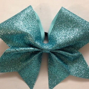 Light teal glitter, texas cheer bow
