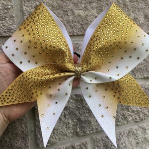 Rhinestone Waterfall on gold to white ombre glitter