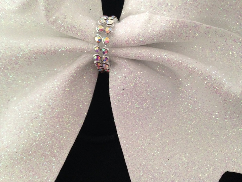 Cheer bow-holographic white super glitter image 2