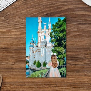 Cartão Postal Cinderela Castle Princess Watercolor Standard