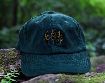 Pine Trees Embroidered Corduroy Hat in Multiple Colors