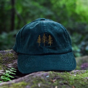 Pine Trees Embroidered Corduroy Hat in Multiple Colors