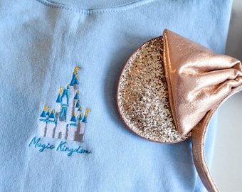 Magic Kingdom Cinderella Castle Embroidered Unisex Sweatshirt in Multiple Colors