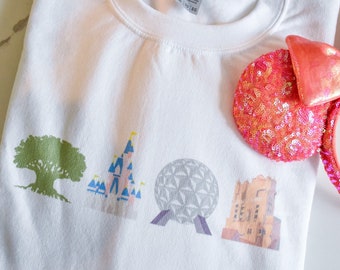 Disney World Resort Park Symbols Unisex Sweatshirt in Multiple Colors