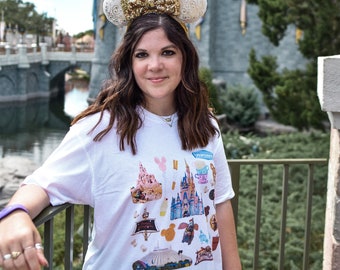 Magic Kingdom Watercolor Favorites Unisex T-Shirt in Multiple Colors