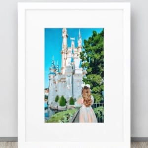 Assepoester kasteel prinses aquarel digitale download