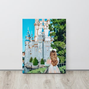 Cinderella Castle Princess Watercolor Canvas Print in Multiple Sizes