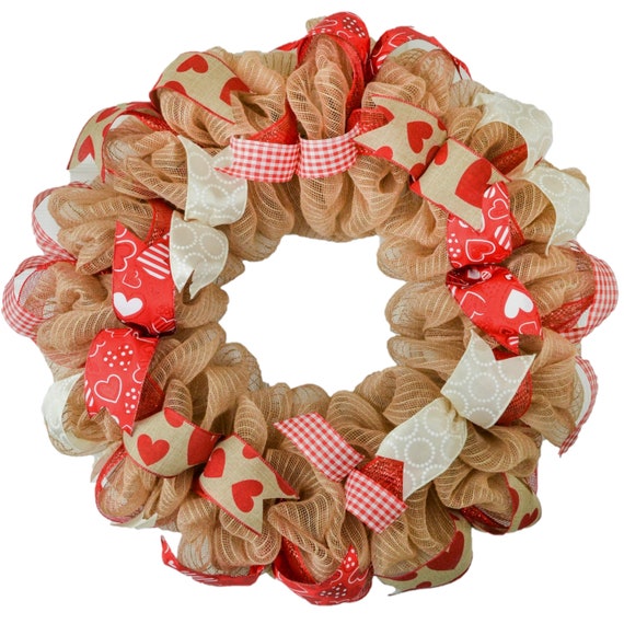 Burlap Valentine wreath, Valentine decor, Valentine decoration, Valentines  Wreaths for Front Door, Red valentine wreath