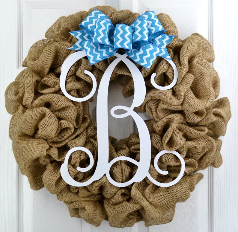 Personalized Gift, Home Decor, Newlywed Gift, Wreaths with a Letter, Home Decore, Wreath for Front Door image 6