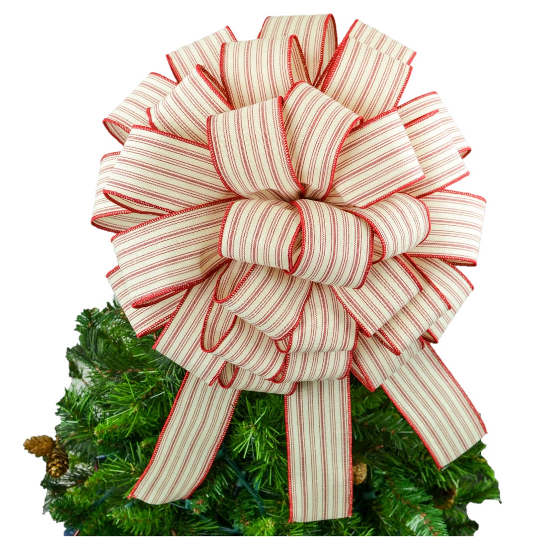 Christmas Farmhouse Bow Christmas Tree Topper Bow Top of Etsy