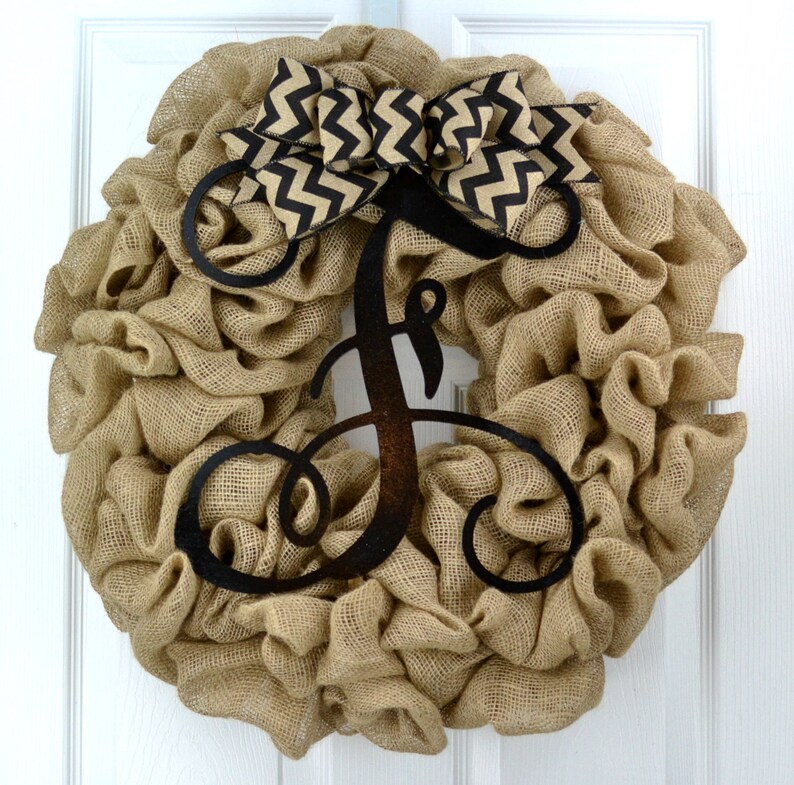 Personalized Gift, Home Decor, Newlywed Gift, Wreaths with a Letter, Home Decore, Wreath for Front Door image 4
