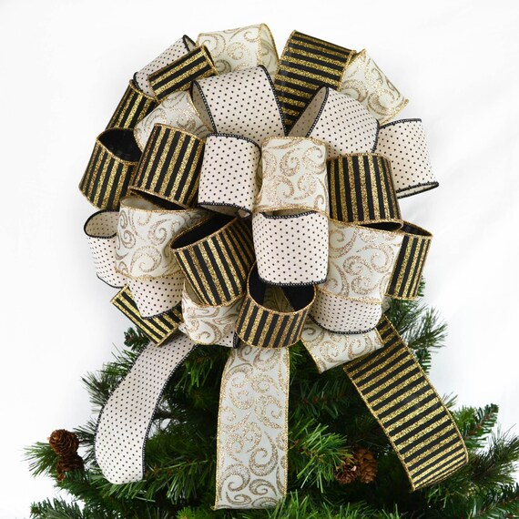 Black Ivory And Gold Christmas Tree Decor Christmas Tree Etsy
