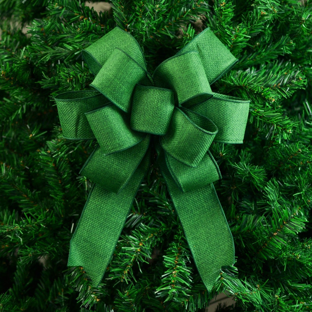 Emerald Green Wreath Bow, Premade Bow for Wreaths, Christmas Bow