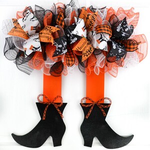 Halloween Door Wreath, Fun Halloween Wreath, Witch Skirt and Legs Wreath, Halloween Door Hanger