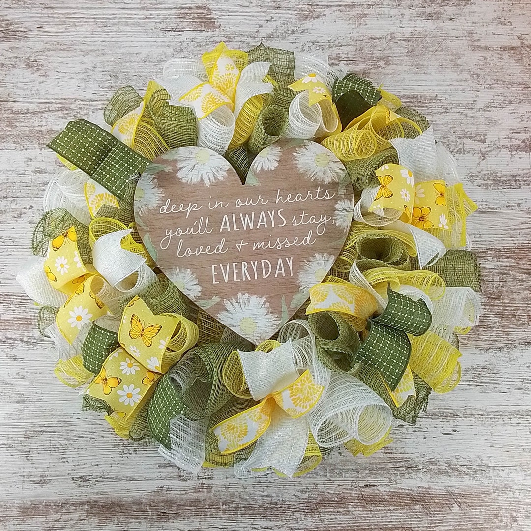 Sentimental Memorial Wreath, Tribute Door Hanger, Sympathy Gift for ...
