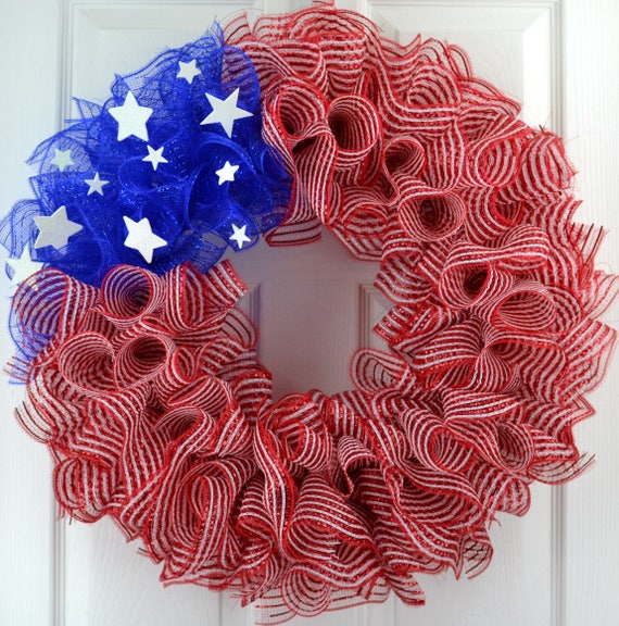 Flag Door Wreath Fourth Of July Wreath Patriotic Wreath Summer Wreath 4th Of July American Flag Usa Wreath Memorial Day Wreath