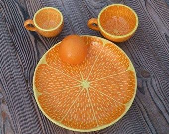 Huge Orange plate Tangerine plate Fruit plate Dinner plate Round plate Colourful Big plate Glazed Ceramic Handmade ceramics Artisan pottery