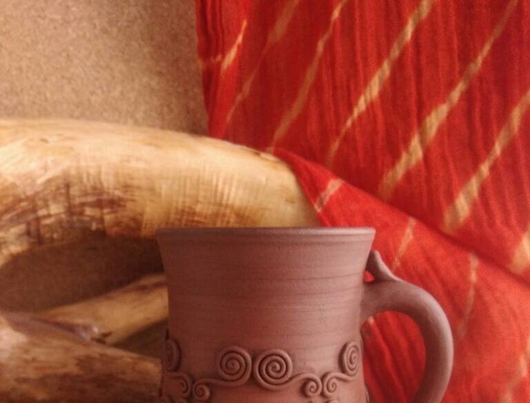 Handmade Modern Red Clay Coffee Mug, Short by cursive m ceramics