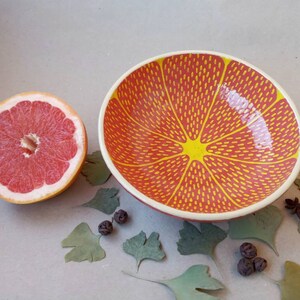 Grapefruit bowl RED bowl Big bowl Wide bowl Fruit bowl Ceramic bowl Handmade ceramics Pottery bowl 18sm Soup bowl happy gift Sun plate image 3