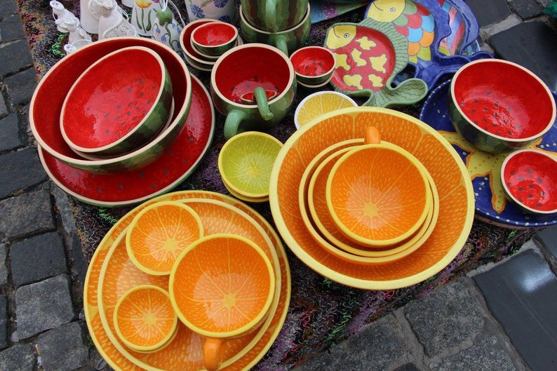 Grapefruit bowl RED bowl Big bowl Wide bowl Fruit bowl Ceramic bowl Handmade ceramics Pottery bowl 18sm Soup bowl happy gift Sun plate image 8
