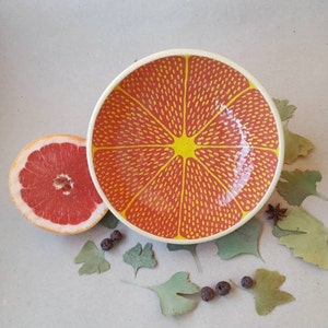 Grapefruit bowl RED bowl Big bowl Wide bowl Fruit bowl Ceramic bowl Handmade ceramics Pottery bowl 18sm Soup bowl happy gift Sun plate image 1