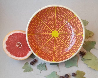 Grapefruit bowl RED bowl Big bowl Wide bowl Fruit bowl Ceramic bowl Handmade ceramics Pottery bowl 18sm Soup bowl happy gift Sun plate