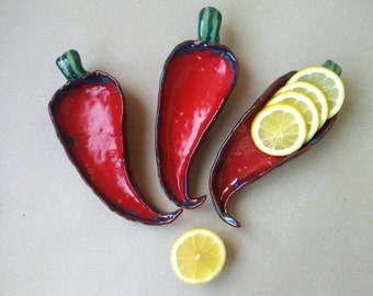 Chilli pepper serving tray Pod Fruit serving tray Green & Red Ceramics Ceramic fruits Handmade ceramics Ceramic Vegetable Fruits from clay