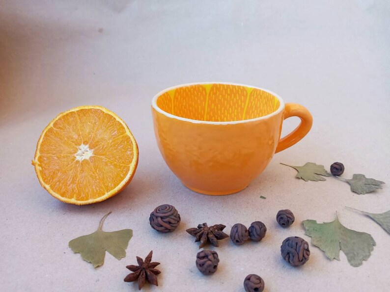 Orange MUG Fruit mug Big cup Half of orange cup Tangerine mug Etsy