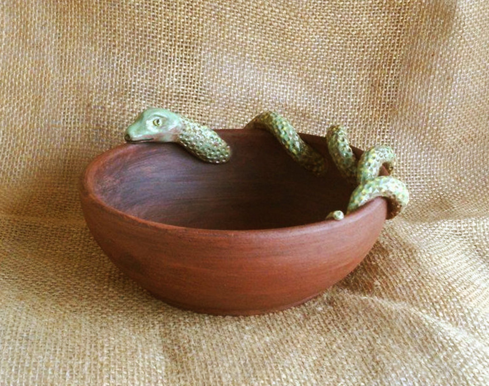 SNAKE Bowl SOUP Bowl Ceramic Bowl Handmade Bowl Green Serpent Etsy