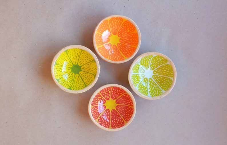 Orange Lemon Lime Grapefruit Mandarin Orange Mini Bowl Dinnerware Set Handmade Ceramic Pottery FRUIT cup Gift for Friend Set of dishes image 1