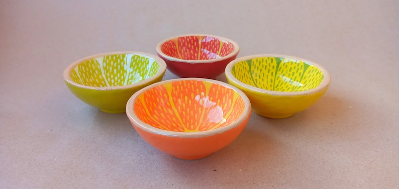 Orange Lemon Lime Grapefruit Mandarin Orange Mini Bowl Dinnerware Set Handmade Ceramic Pottery FRUIT cup Gift for Friend Set of dishes image 3