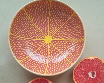 Grapefruit bowl RED bowl Big bowl Wide bowl Fruit bowl Ceramic bowl Handmade ceramics Pottery bowl 18sm Soup bowl happy gift Sun plate