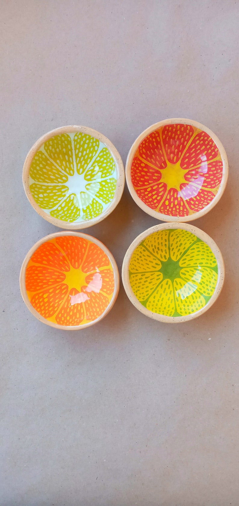 Orange Lemon Lime Grapefruit Mandarin Orange Mini Bowl Dinnerware Set Handmade Ceramic Pottery FRUIT cup Gift for Friend Set of dishes image 2