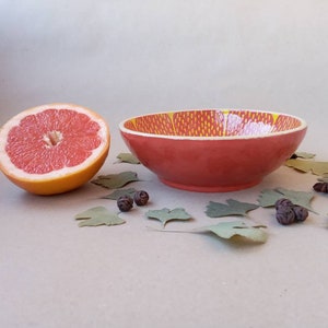 Grapefruit bowl RED bowl Big bowl Wide bowl Fruit bowl Ceramic bowl Handmade ceramics Pottery bowl 18sm Soup bowl happy gift Sun plate image 4