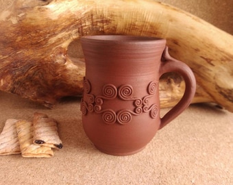 Red clay mug Handmade ceramics Terracotta mug Unglazed clay cup Ceramics & Pottery Mugs Organic ceramics Tea mug Coffee cup Slavic ceramic
