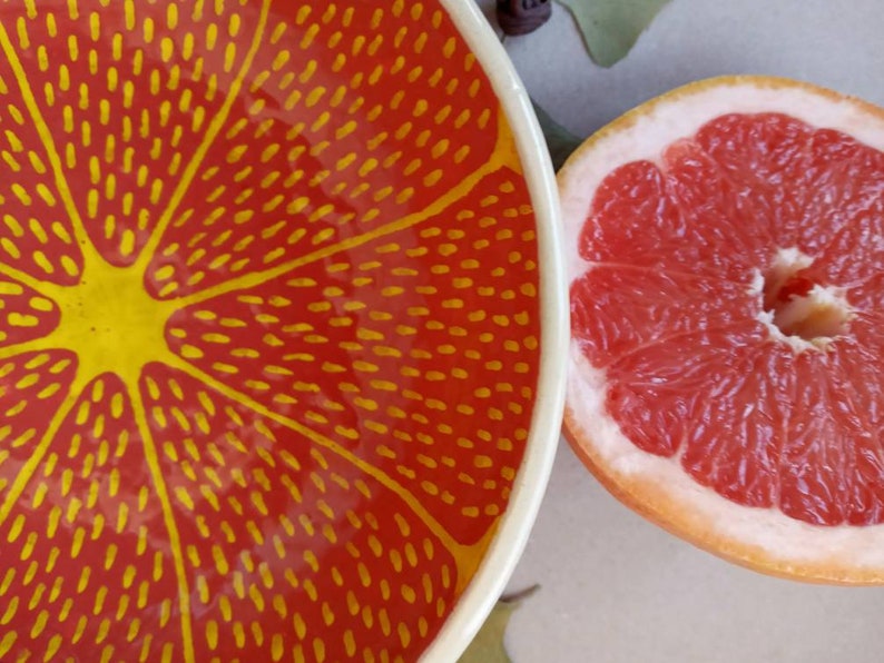 Grapefruit bowl RED bowl Big bowl Wide bowl Fruit bowl Ceramic bowl Handmade ceramics Pottery bowl 18sm Soup bowl happy gift Sun plate image 2