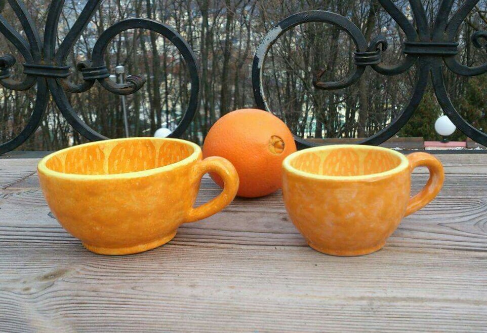 Orange MUG Fruit mug Big cup Half of orange cup Tangerine mug Etsy