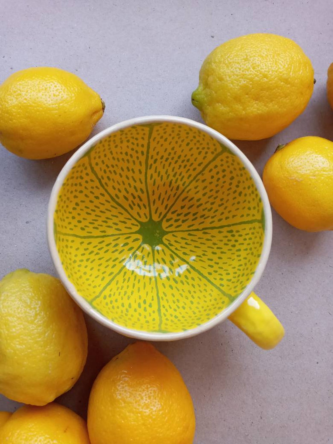 Lemon MUG Fruit Mug Big Cup Half of Lemon Yellow Cup Lemon Mug Etsy