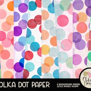 Polka Dot Digital Paper Pack - Shabby Polka Dot Digital Scrapbook Paper, Dotty Background Textures, Digital Scrapbooking Paper Pack