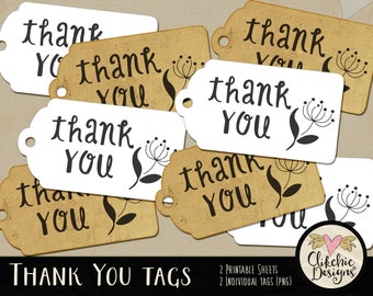 Printable Thank You Tags - Printable Gift Tags - Printable ThankYou Tags Collage Sheet, Wedding Tags, Favor Tags, Gift Tags, Customer Tags