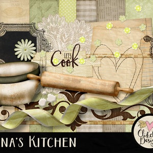 Cozinhando Digital Scrapbook Kit Clipart - Nana's Kitchen Digital Clip Art, Digital Kit, Baking Digital Scrapbooking Clip art, Scrapbooking Kit