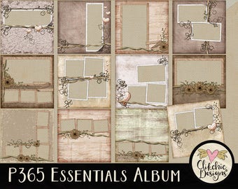 Shabby Chic Digital Scrapbook Album: P365 Essentials Quick Pages (Digital Download)