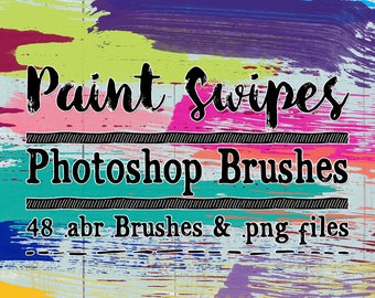 Paint Swipe Photoshop Brushes & Digital Stamps Clip art - 48 abr brushes and png files