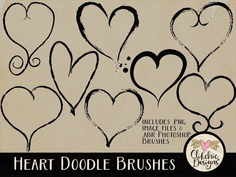 Heart Brushes Clipart Heart Doodle Brushes