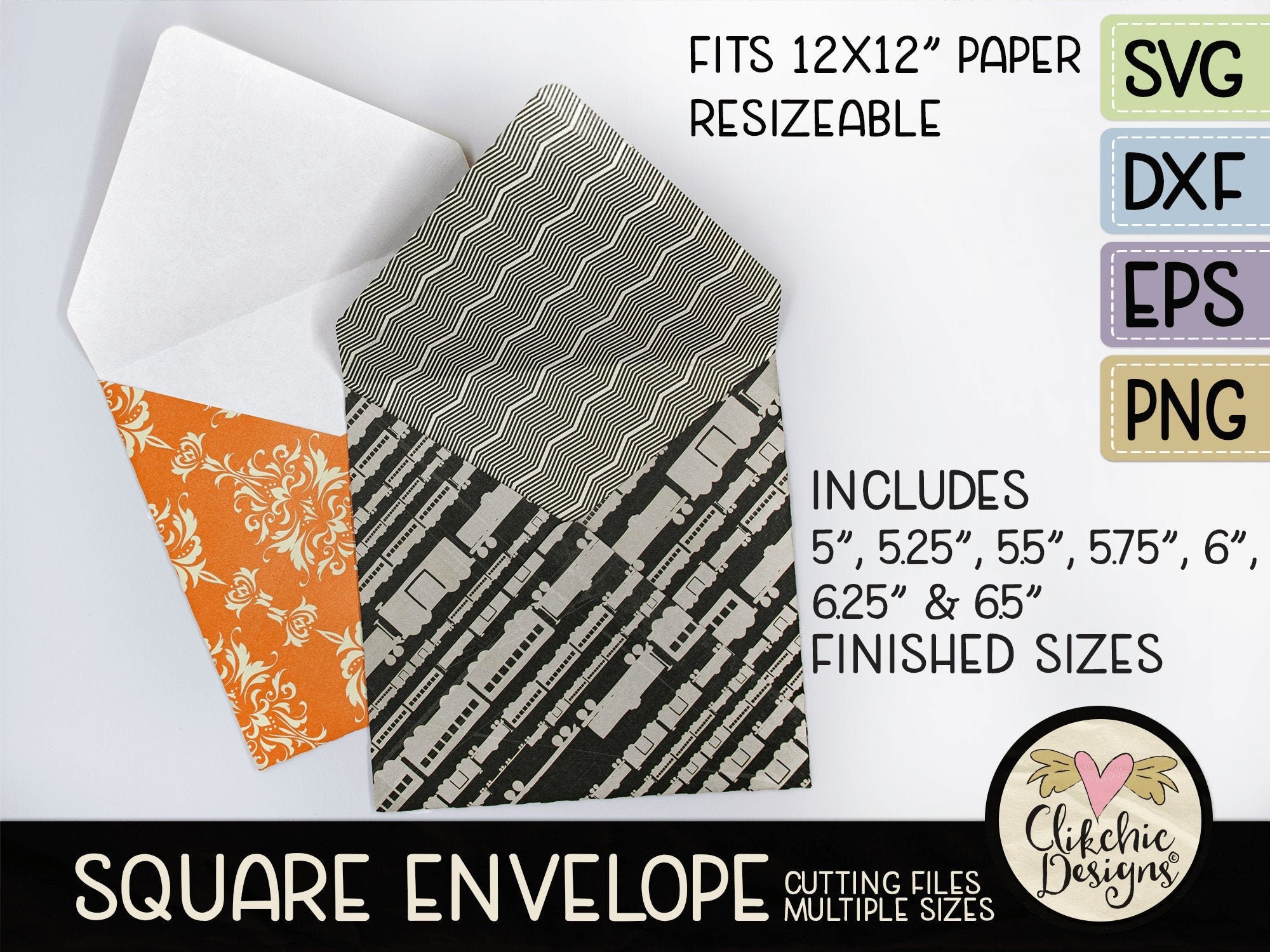 Envelope Template, Envelope svg, Printable envelope for 5*5 and 5*7 inches  insert cards - So Fontsy