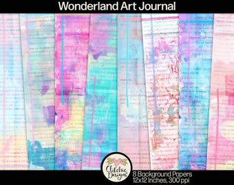 Wonderland Art Journal Paper – Pastel Alice Backgrounds (Digital Download)