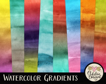 Watercolor Digital Paper Pack - Watercolor Gradient Digital Scrapbook Paper, Watercolor Background Textures, Digital Scrapbooking Paper Pack